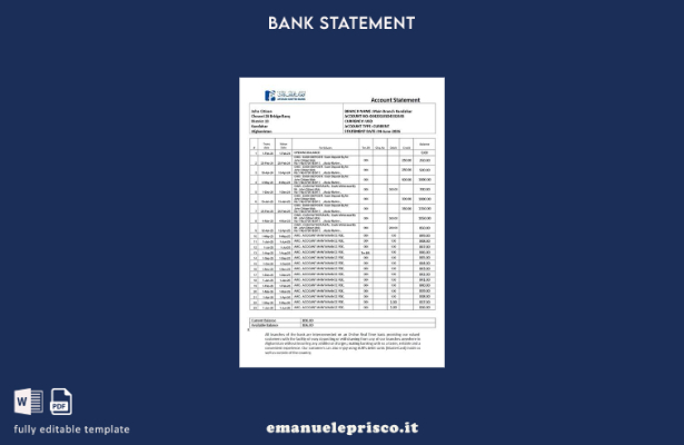 modello di estratto conto bancario Afghanistan United in stile verificato